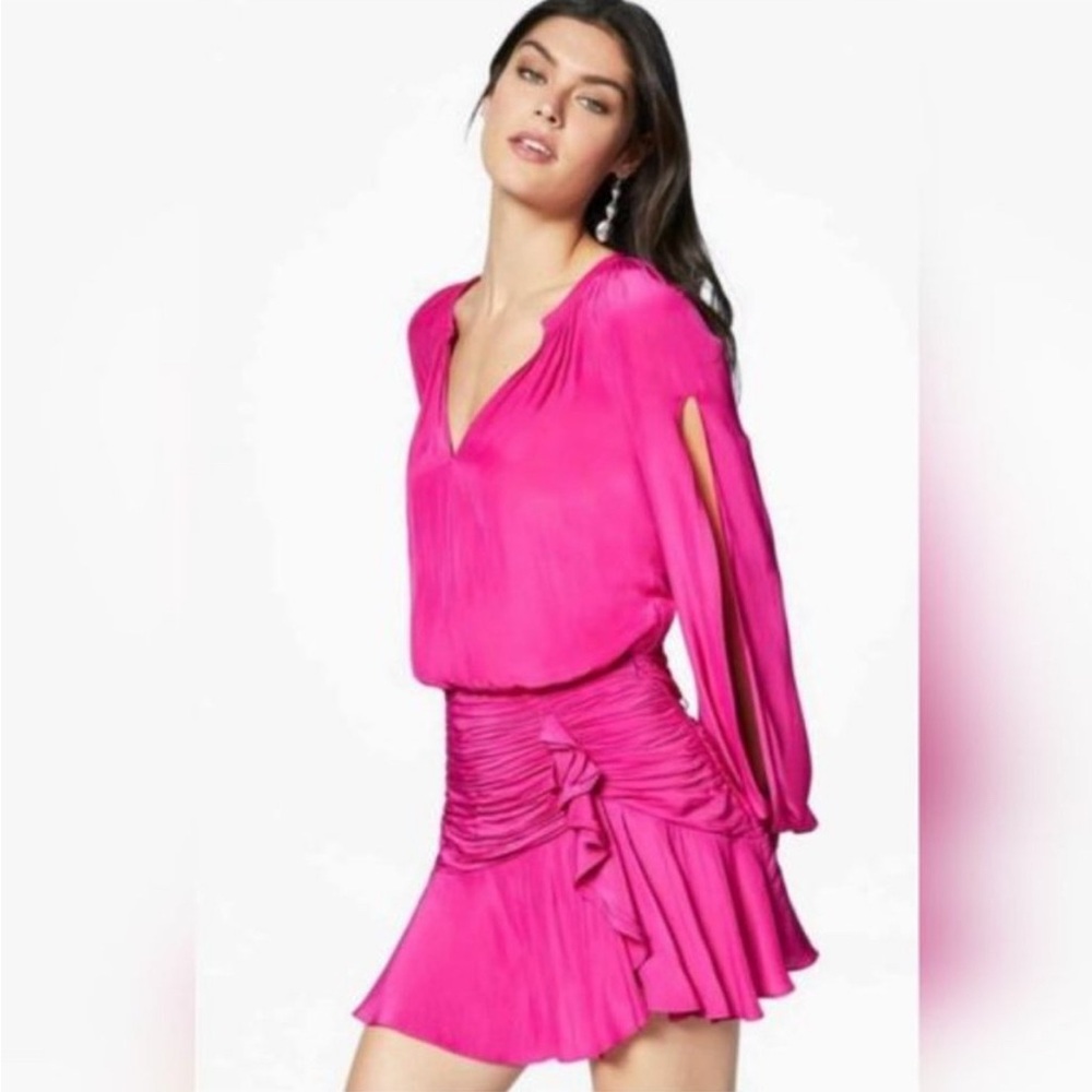 Ramy Brooke Vibrant Pink Dress with Ruffle Detail